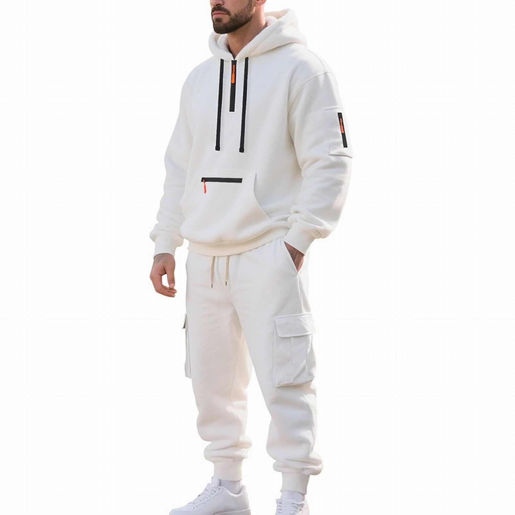 Tuta Uomo Completa Felpe con Cappuccio e Pantaloni Tute Sportive Invernale Jogging Tuta Casual