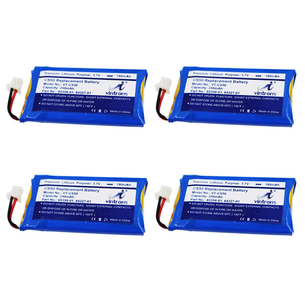 VINTRONS CS50, 65358-01, 64327-01, 64399-01 Battery for Plantronics CS50, CS55, CS60, Savi 710, Savi W720, 65358-01, 64327-01, 64399-01, (Pack of 4)