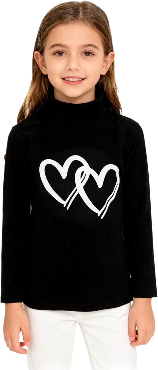 Kids Girls Turtleneck Thermal Compression Shirts Fleece Long Sleeve Undershirt Base Layer Tops for Winter