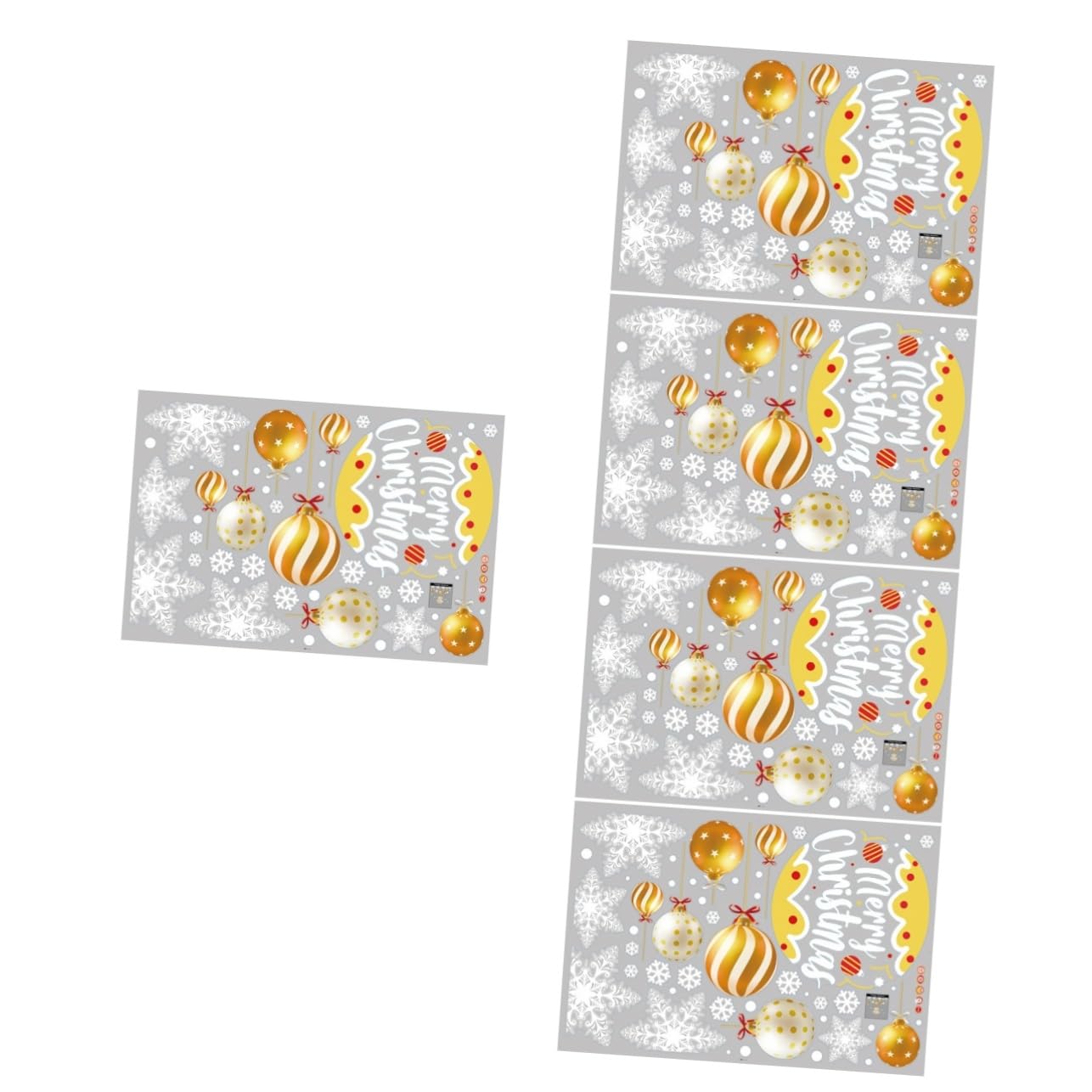 Alipis 5blätter Weihnachtsfensteraufkleber Wiederverwendbare Statische Wanddekoration Goldene Weihnachtsbaum-ornament Sticker Für Zuhause Und Partys