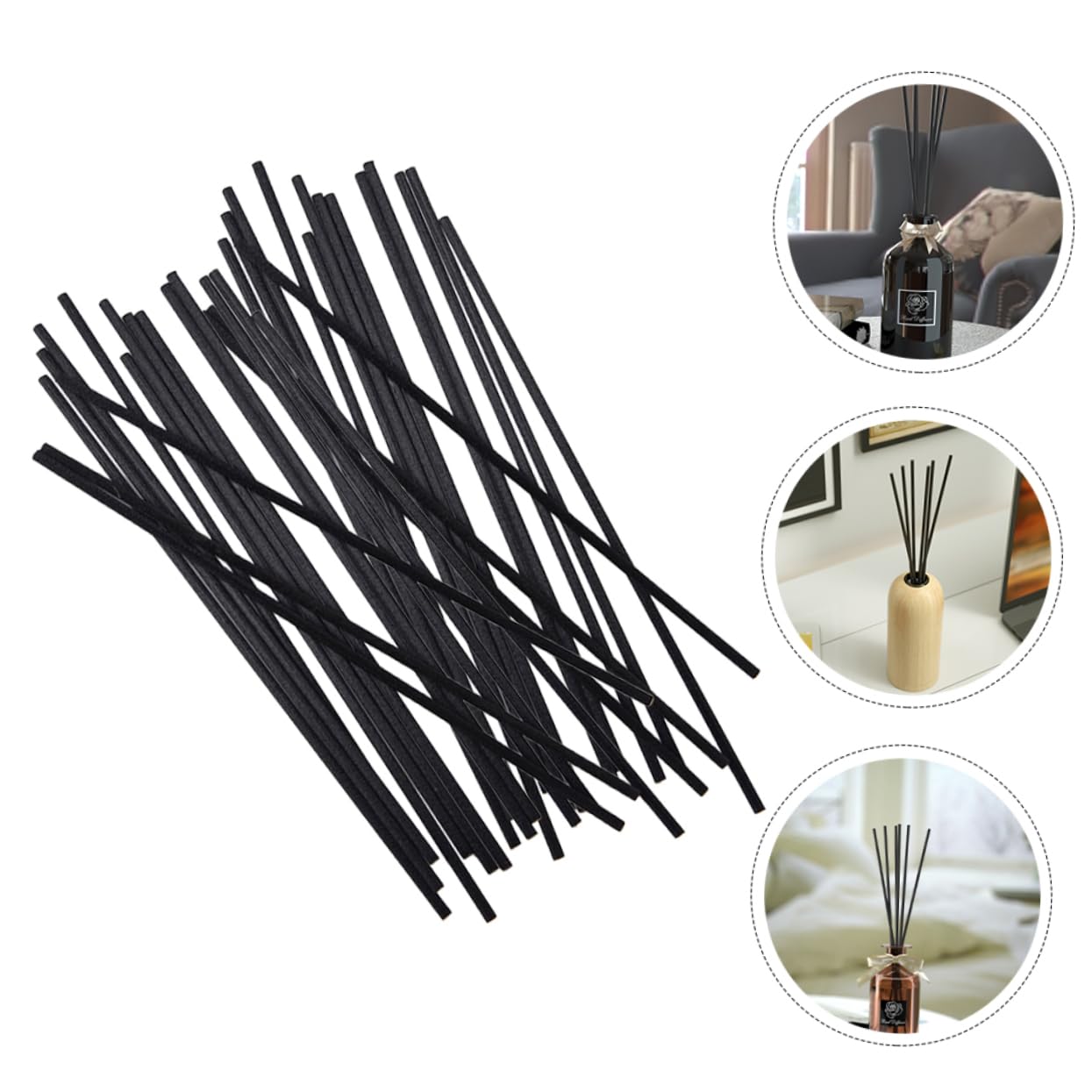 Alipis 4 Sätze Aromatherapie-Stick Nachfüllung Diffusor Sprühen Inhaber Raumduftzubehör Nasal Luftbefeuchter Prämie Duftend Rattan Stöcke Gaul Black Ballaststoff 100 Stück * 4