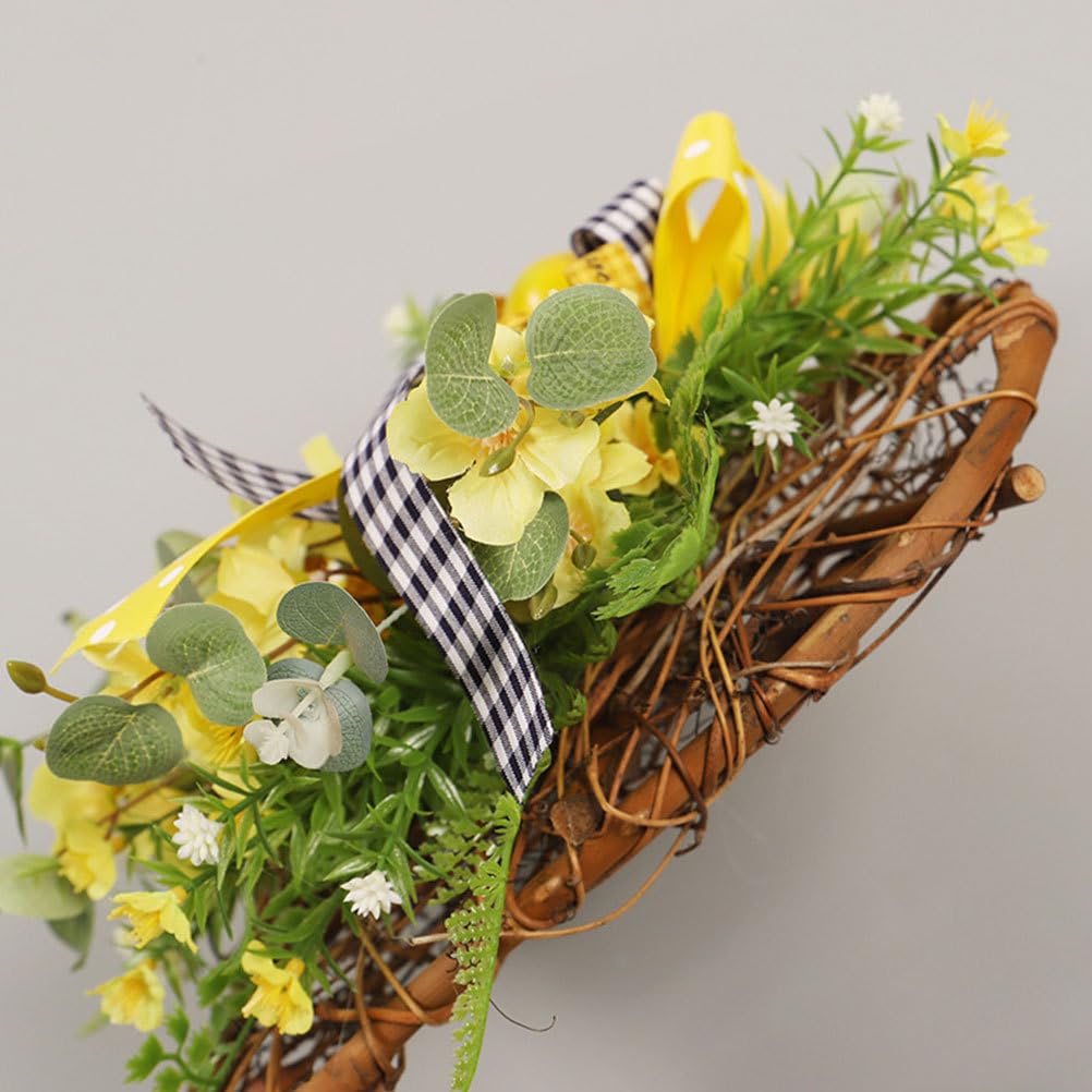 SOIMISS Herz Türkranz Rattan Zitronen Kranz Weidenkranz Frühlingskranz Wandkranz Blumen Dekokranz Girlande Türschild Künstlicher Blumenkranz Wohnzimmer Wanddeko Frühlingsdeko Haustür Landhaus