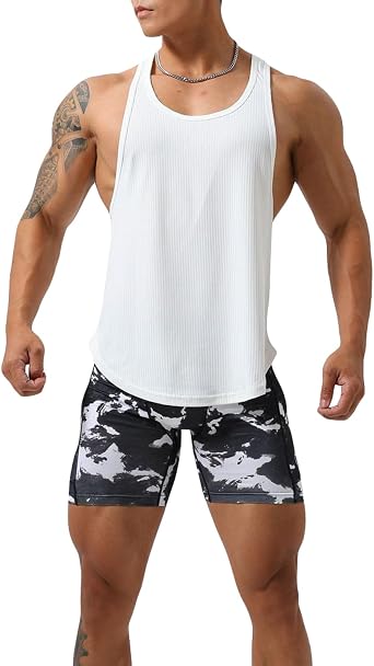 Mens Loose Tank Tops Casual Solid Color Sleeveless Muscle T-Shirt Workout Training Sleeveless Gym Tops Streetwear