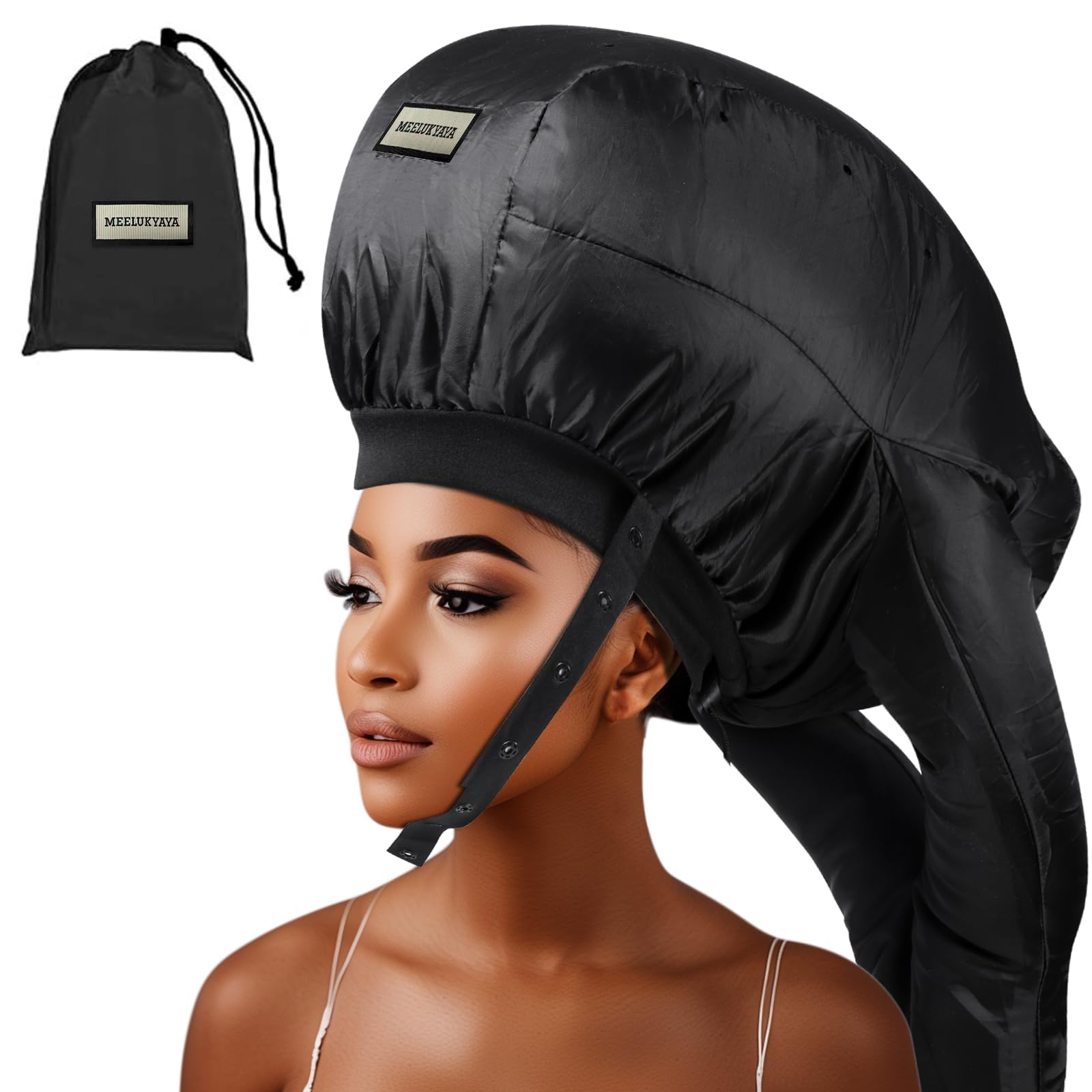 Hooded Hair Dryer Bonnet,Upgraded Dual-Tubes Even Heat Blow,Hands Free Drying for Thick or Curly Hair, Deep Conditioning at Home,Portable&Universal Diffuser Attachment Cap(Size L)