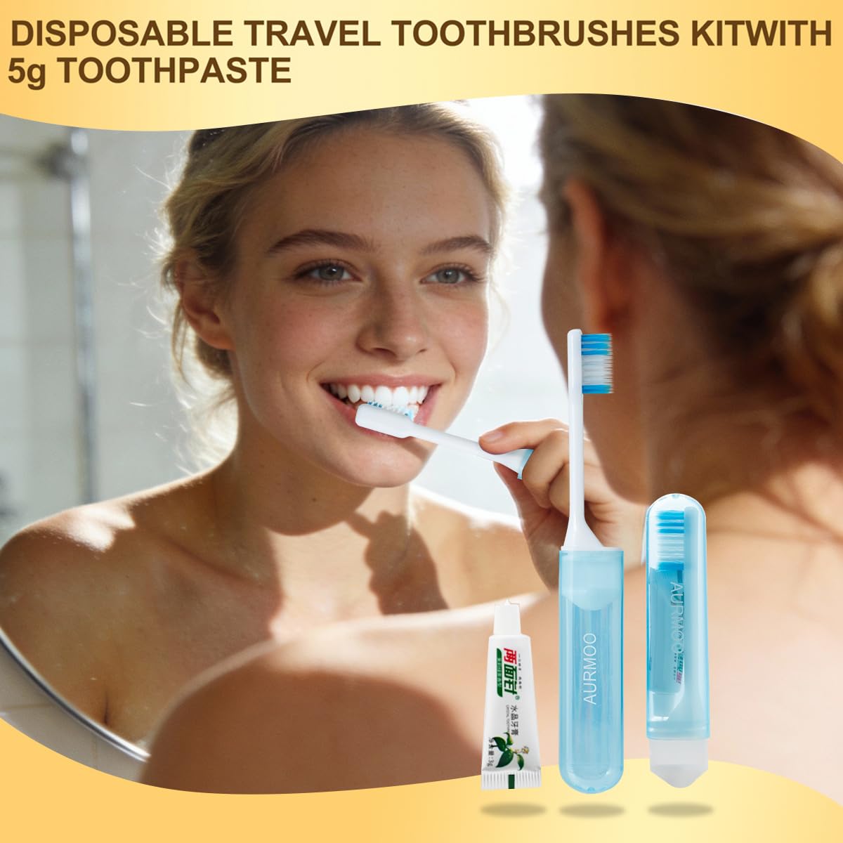 Spazzolini da denti da viaggio Pieghevoli, 30 Spazzolino da Viaggio con Dentifricio, Spazzolino da Denti Portatile, Spazzolini Monouso, Toothbrushes, Confezionati Singolarmente, Blu