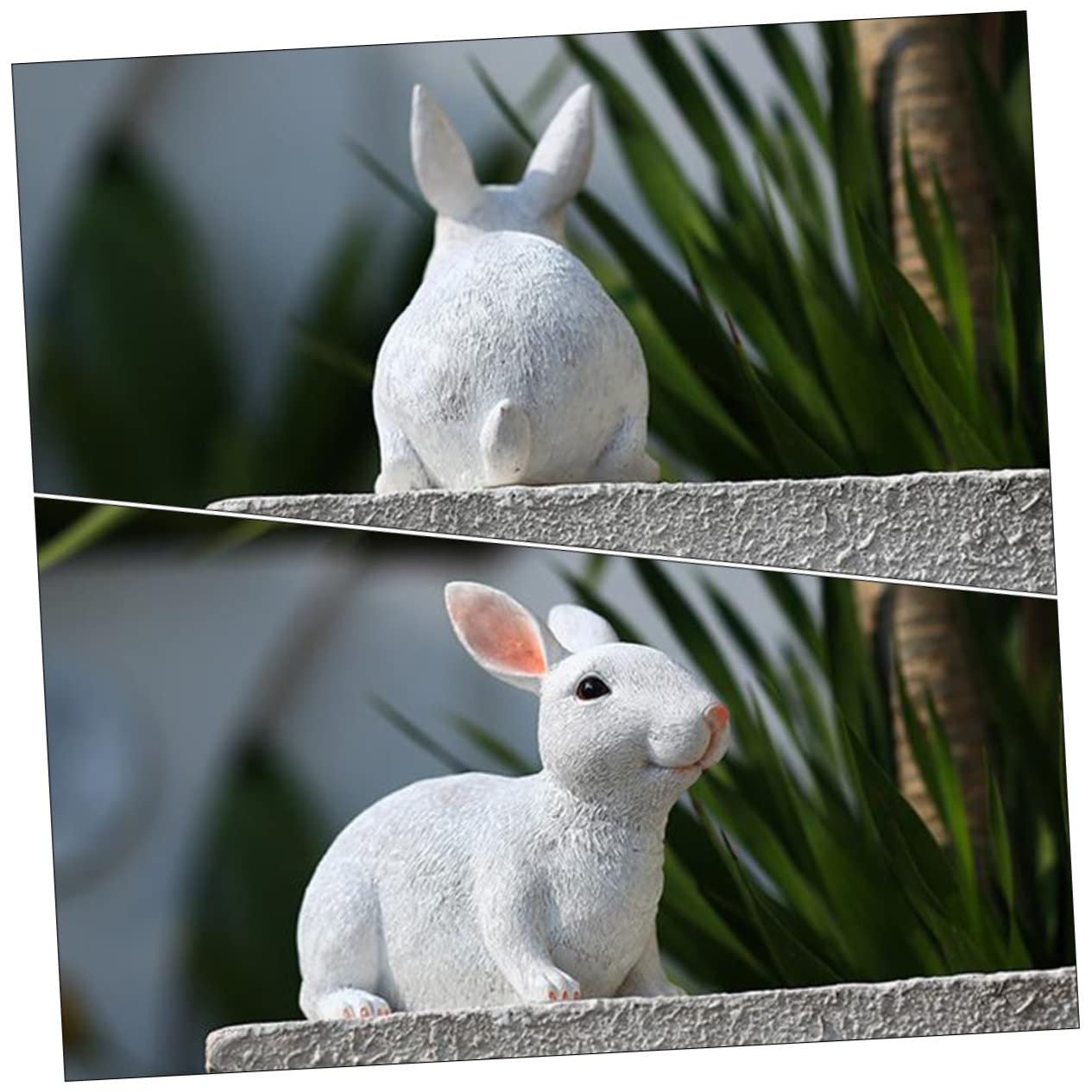 Cabilock Decorazione Coniglio in Resina Bianco Facile da Pulire per Giardino e Balcone Ornamento Delicato e Raffinato per Decorazioni la Casa