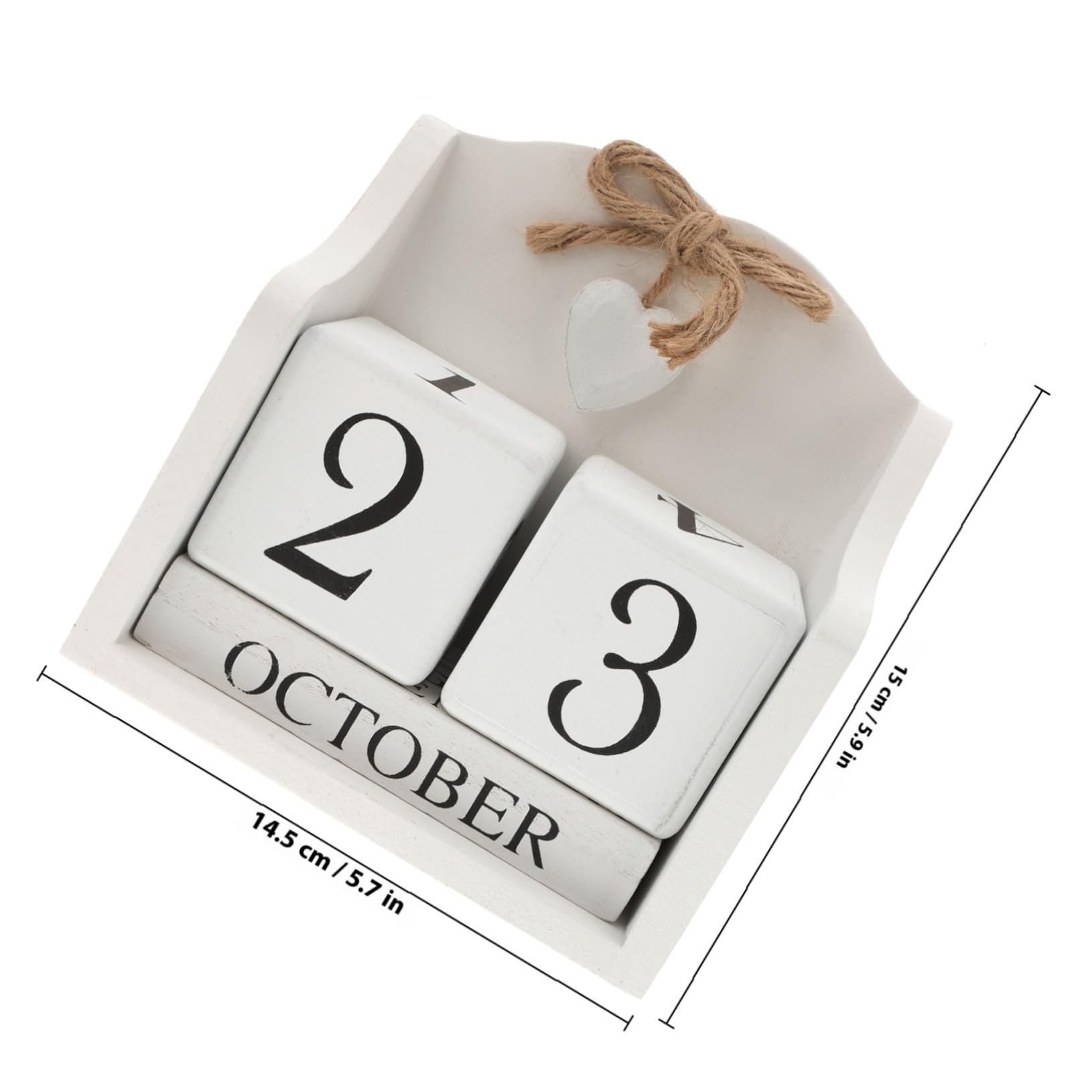 DOITOOL 1pezzi Calendario Perpetuo in Legno Bianco Stile Europeo Rurale Calendario da Tavolo Cubi Manuali Ornamento Decorazione Domestica Accessorio Fotografico