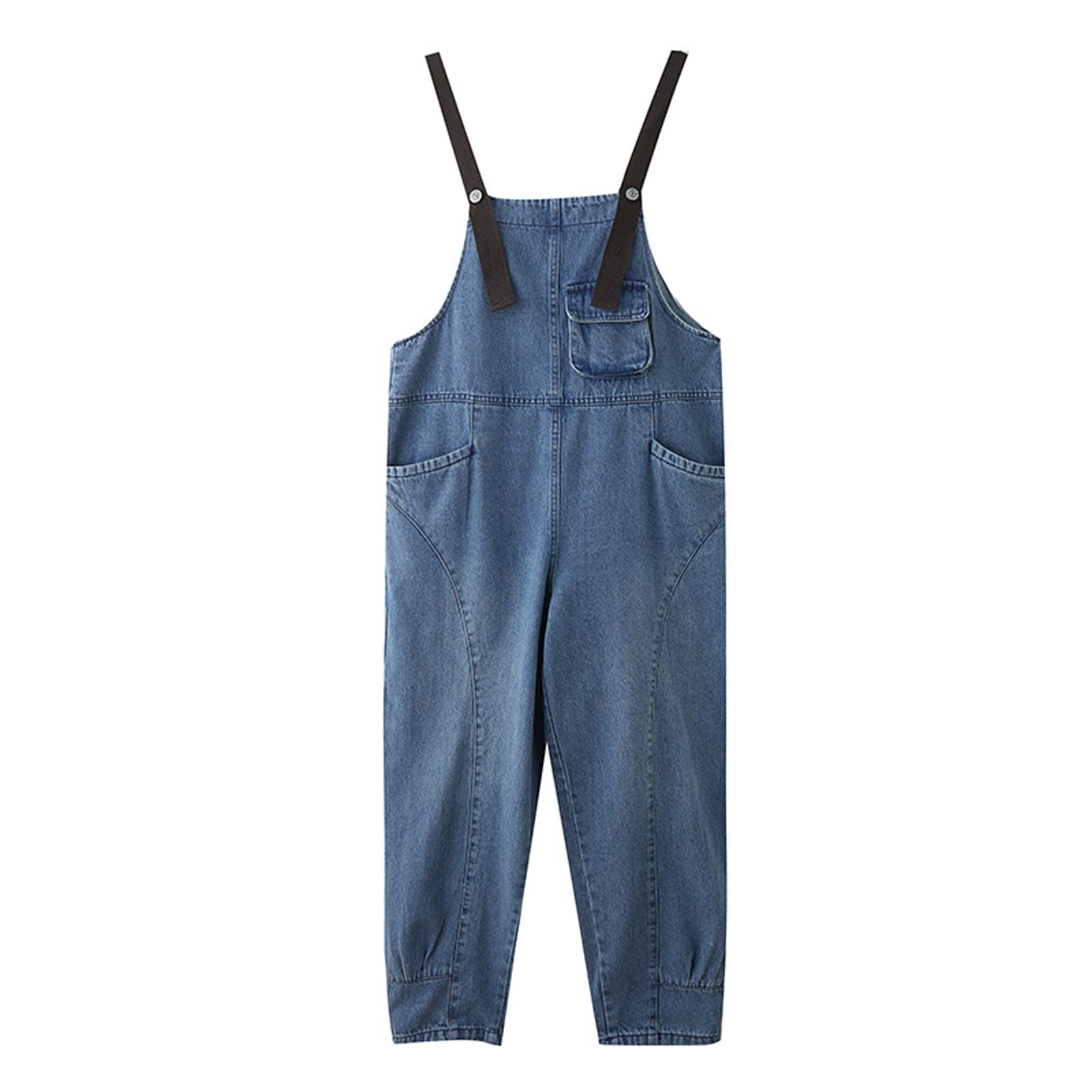 Salopette Donna Jeans retrò in Denim Lunga Regolabile Cinturino Senza Maniche Tute Baggy Casual a Gamba Larga Pantaloni Dungarees Overall Jumpsuit Blue-XXL