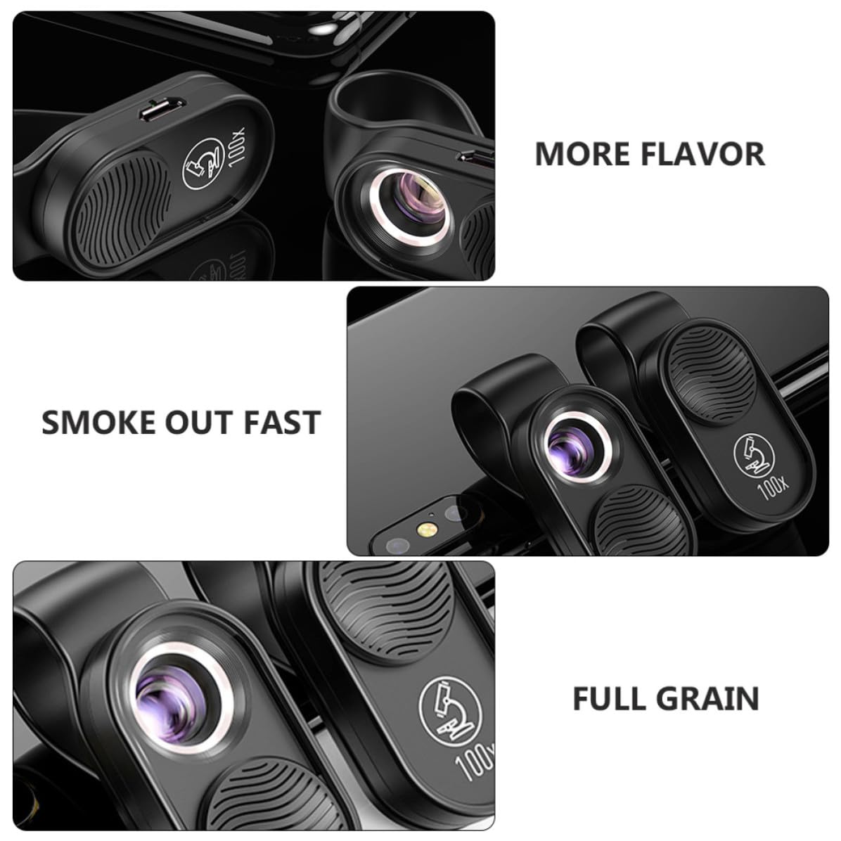BESPORTBLE Microscopio Digital Portátil Aumento 100x para Teléfono Móvil Luz LED y Cuerpo de Plástico Abs Negro, Adecuado para Joyería y Gemología