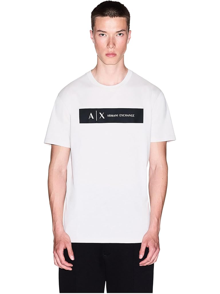 White Armani Exchange Box Chest Logo T-shirt