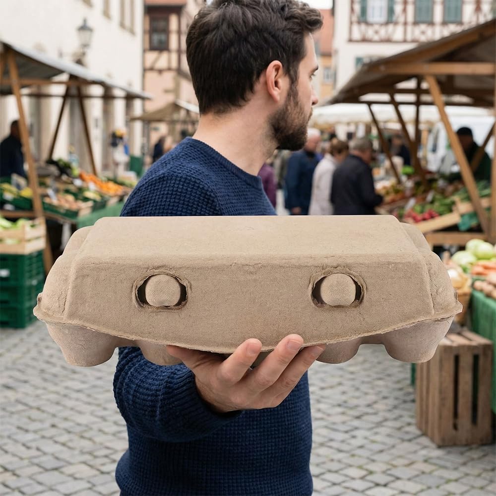 LANSKYLAN Boîte À Œufs 10 Places en Carton Recyclé Lot de 20 Boites À Œuf pour Transport Et Stockage Idéal pour Œufs, Plantation Et Artisanat Idéales pour Les fêtes