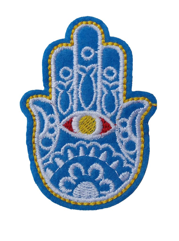 Zymise TENNER LONDON Hamsa Hand Embroidery Patch Iron on or Sew on Embroidered Motif Transfer Applique Henna Hand