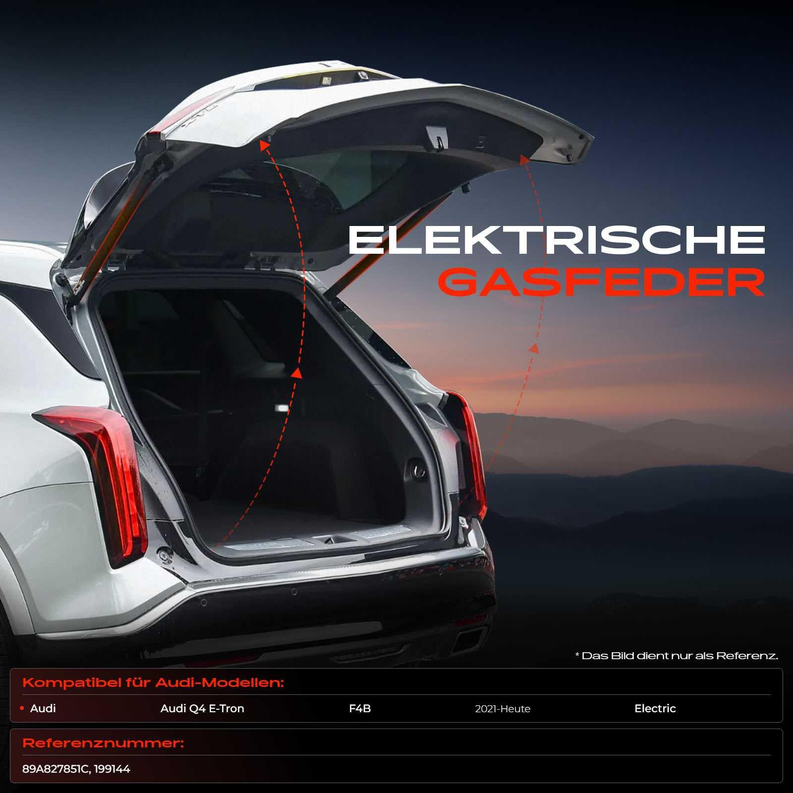Frankberg Sprężyna gazowa Powerlift Sprężyna ciśnieniowa kompatybilna z Q4 E-Tron 2021-2025 Power Hatch Lift Support Tylny Lewy i Prawy Zestaw 2 szt. Zamiennik # 89A827851C