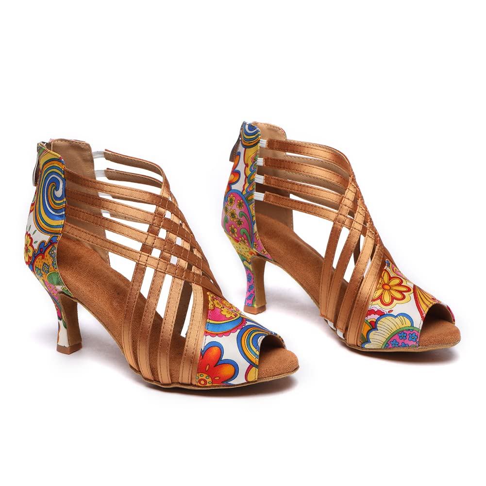 HIPPOSEUS Zapatillas Danza Latina para Mujer Cremallera Profesional Zapatos de Baile de salón Cremallera de Salsa de Baile práctica de Rendimiento,Modelo L569