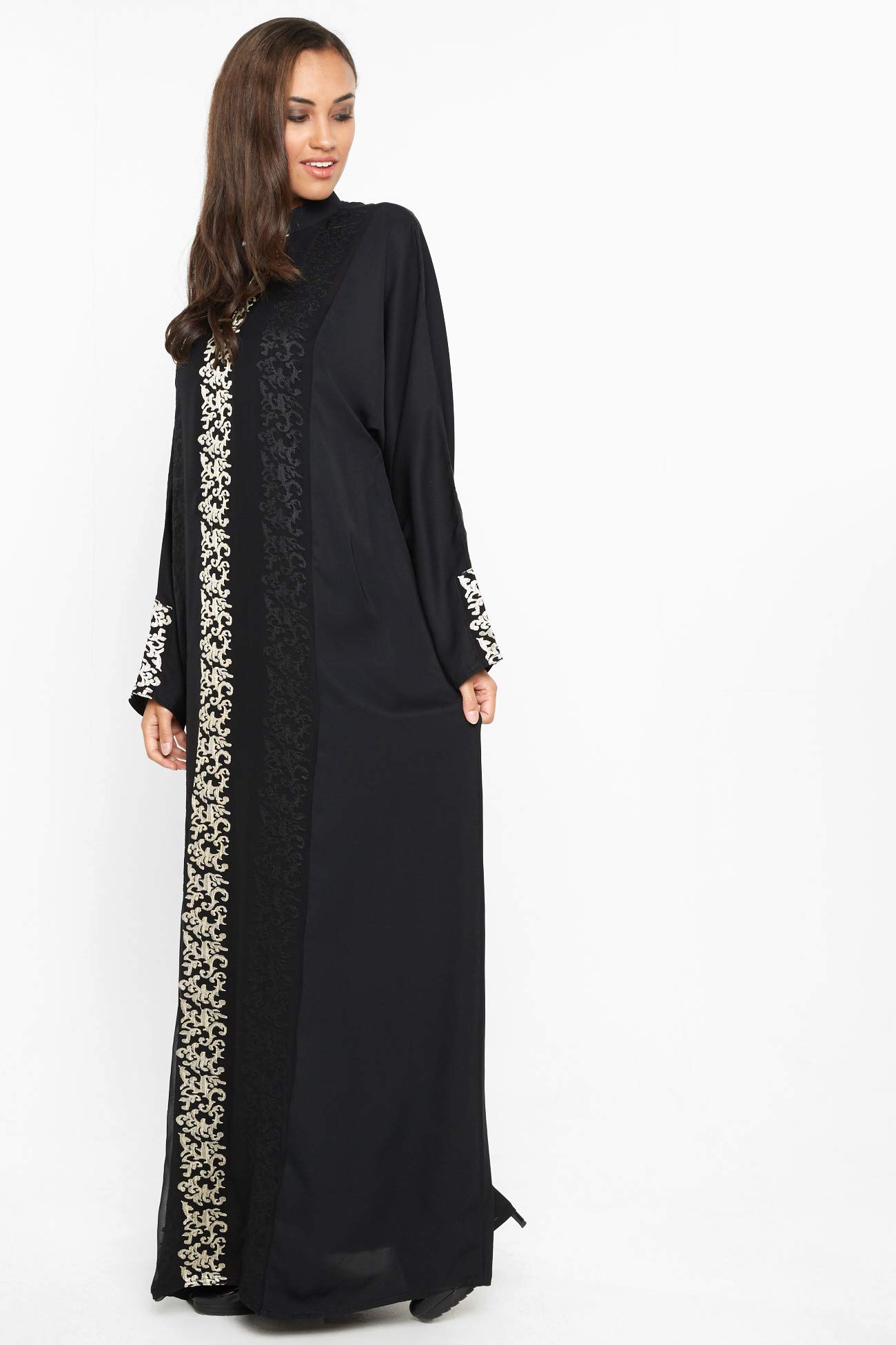 Nukhbaa Womens Premium Abaya Made With Fine Fabric, Comes With Matching Hijab AJ585A