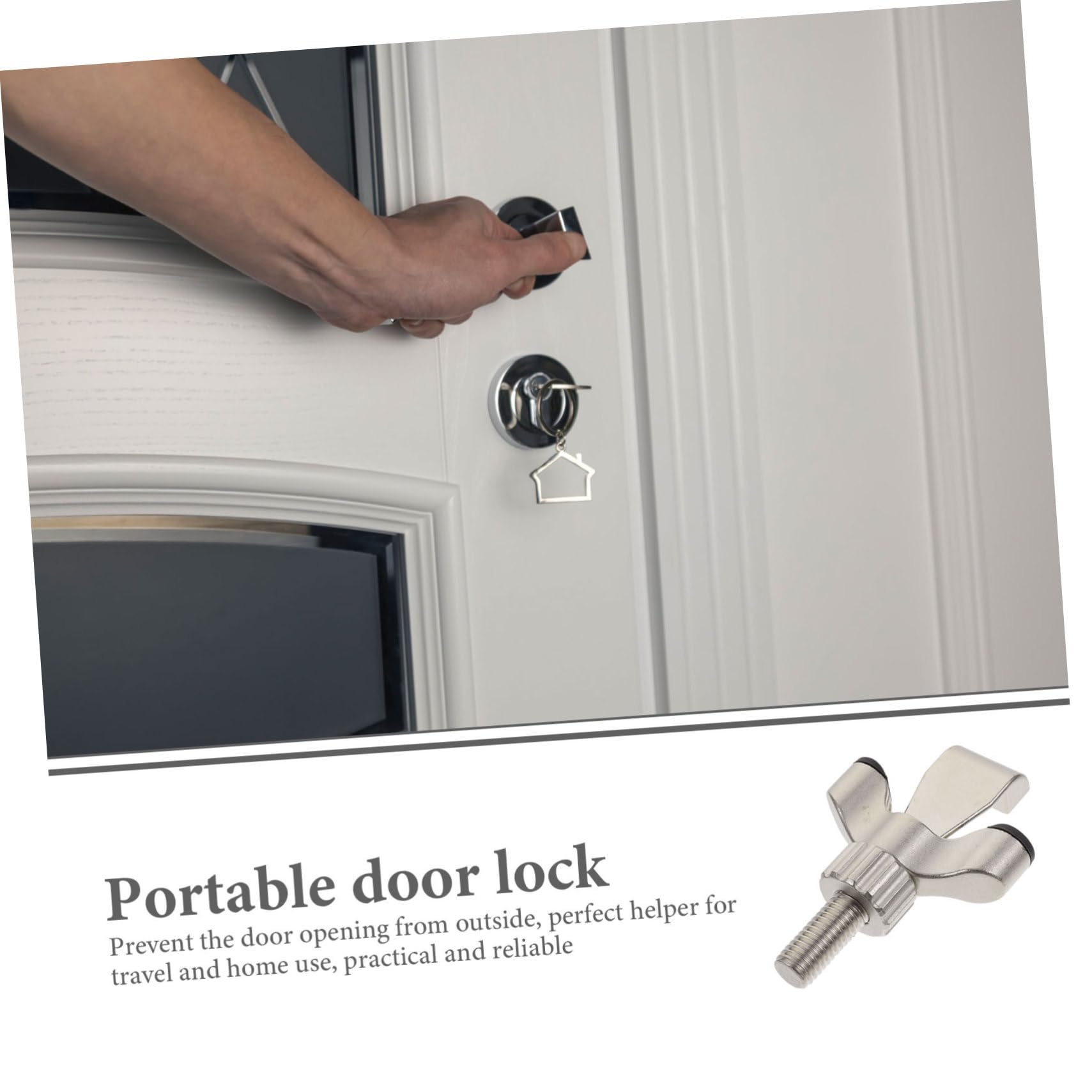 Verrou de Sécurité pour Porte Portable, Alliage de Zinc, Argenté, Voyage