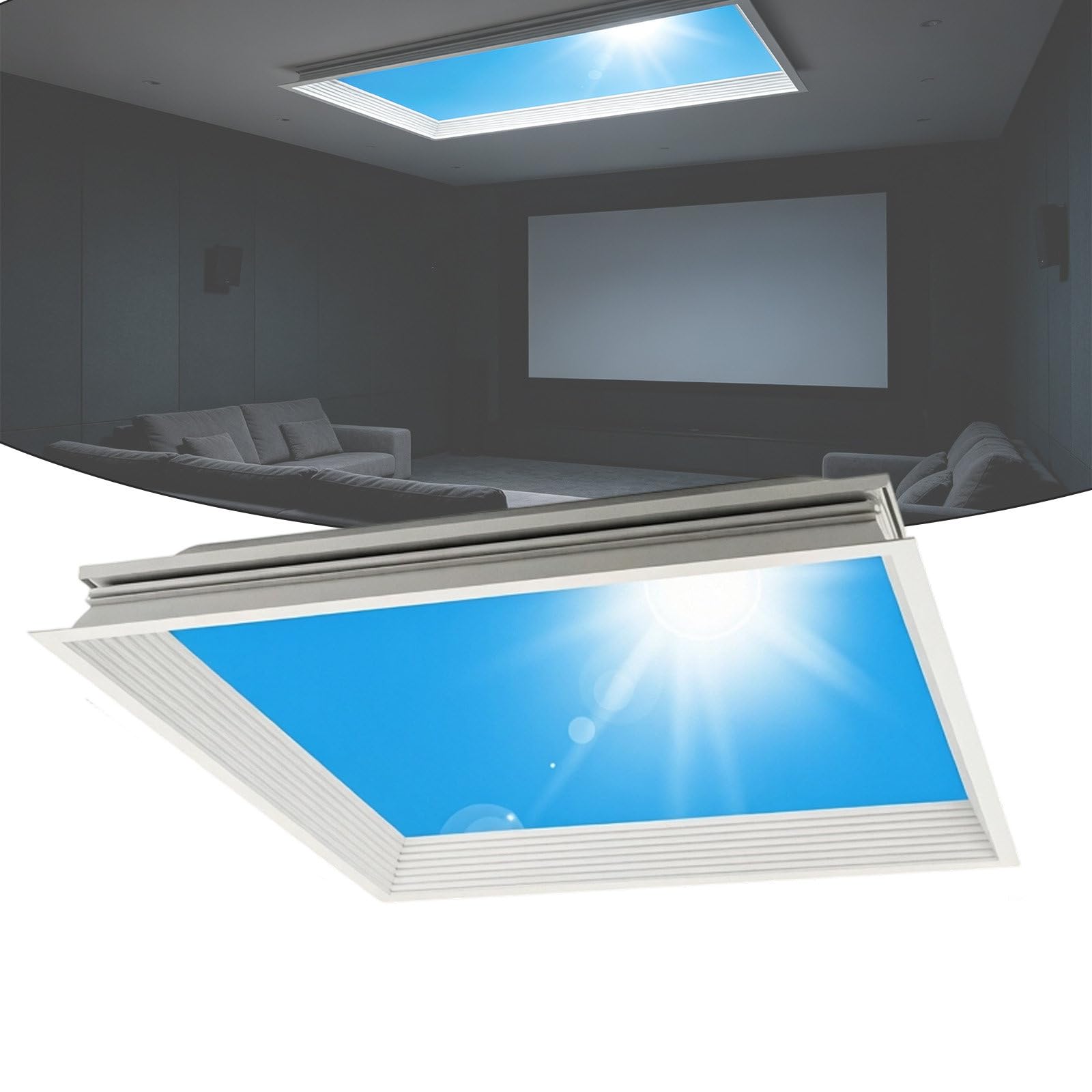 Plafonnier led bleu ciel panneau lumineux intelligent fausse fenêtre 60x60 pour bureau et étude