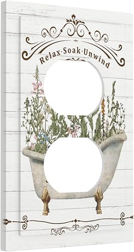 Miniatura 87 de Placa Cubierta de Interruptor de Luz de Palanca Individual con Diseño de Flor Botánica en Tablero de Madera Rústico Estilo Granja - Placa de Pared