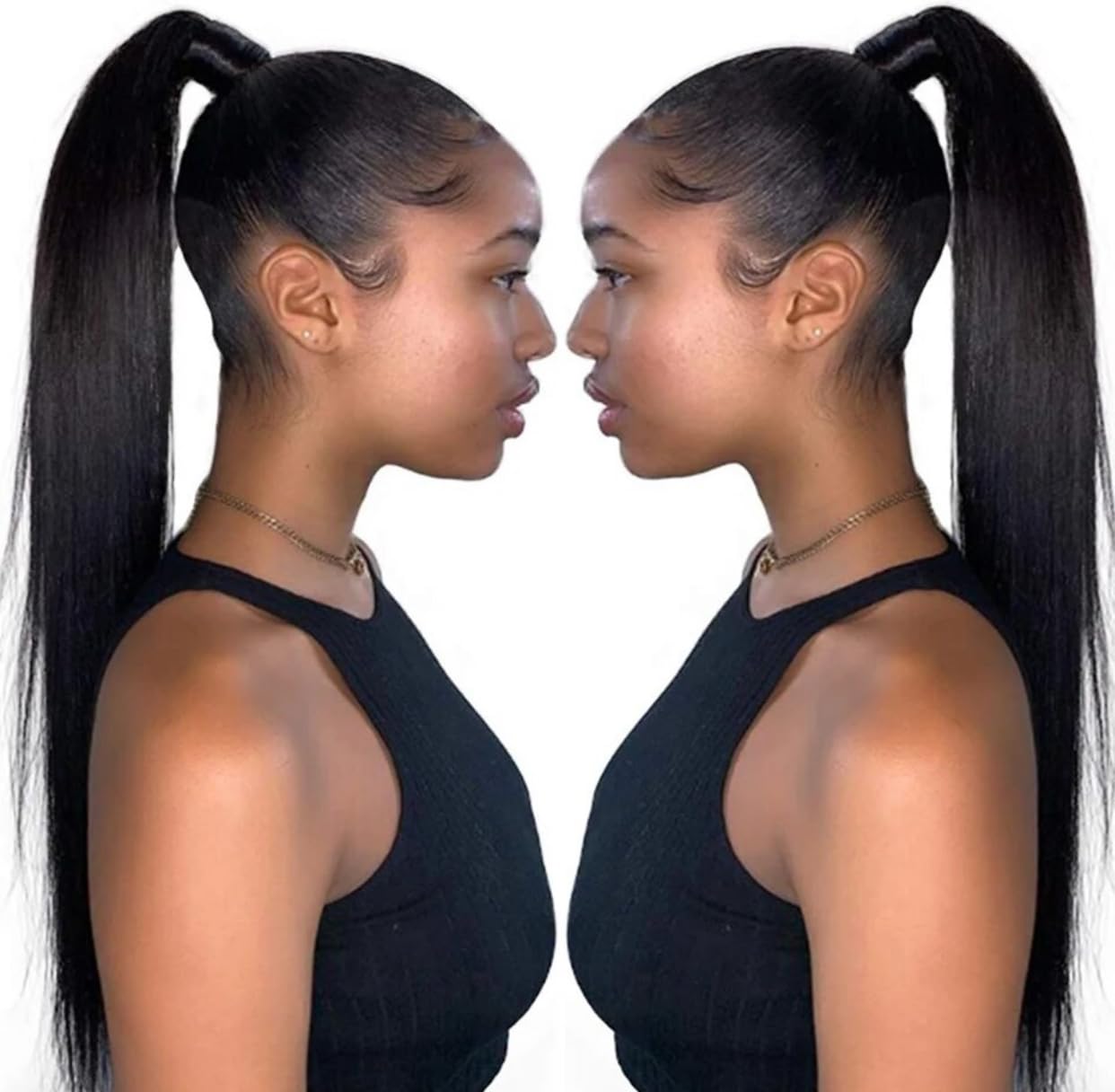 Premium quality Straight Drawstring Ponytail Hair Extension, 24 inches, Natural Synthetic Hair - Image 2