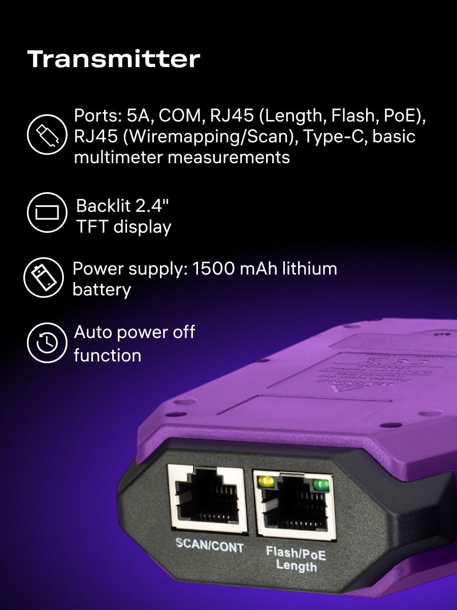 Ping SM75 Tester Cavi di Rete con Test PoE NCV Lunghezza CAT5/6 | Tester Multifunzionale Ricaricabile con Multimetro Voltmetro Ohmmetro Amperometro Porto RJ45 STP/UTP e Doppini Intrecciati