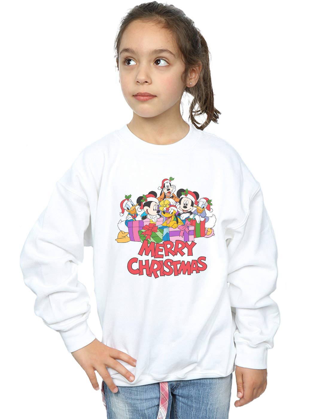 Disney Girls Mickey Mouse And Friends Christmas Sweatshirt White 12-13 years