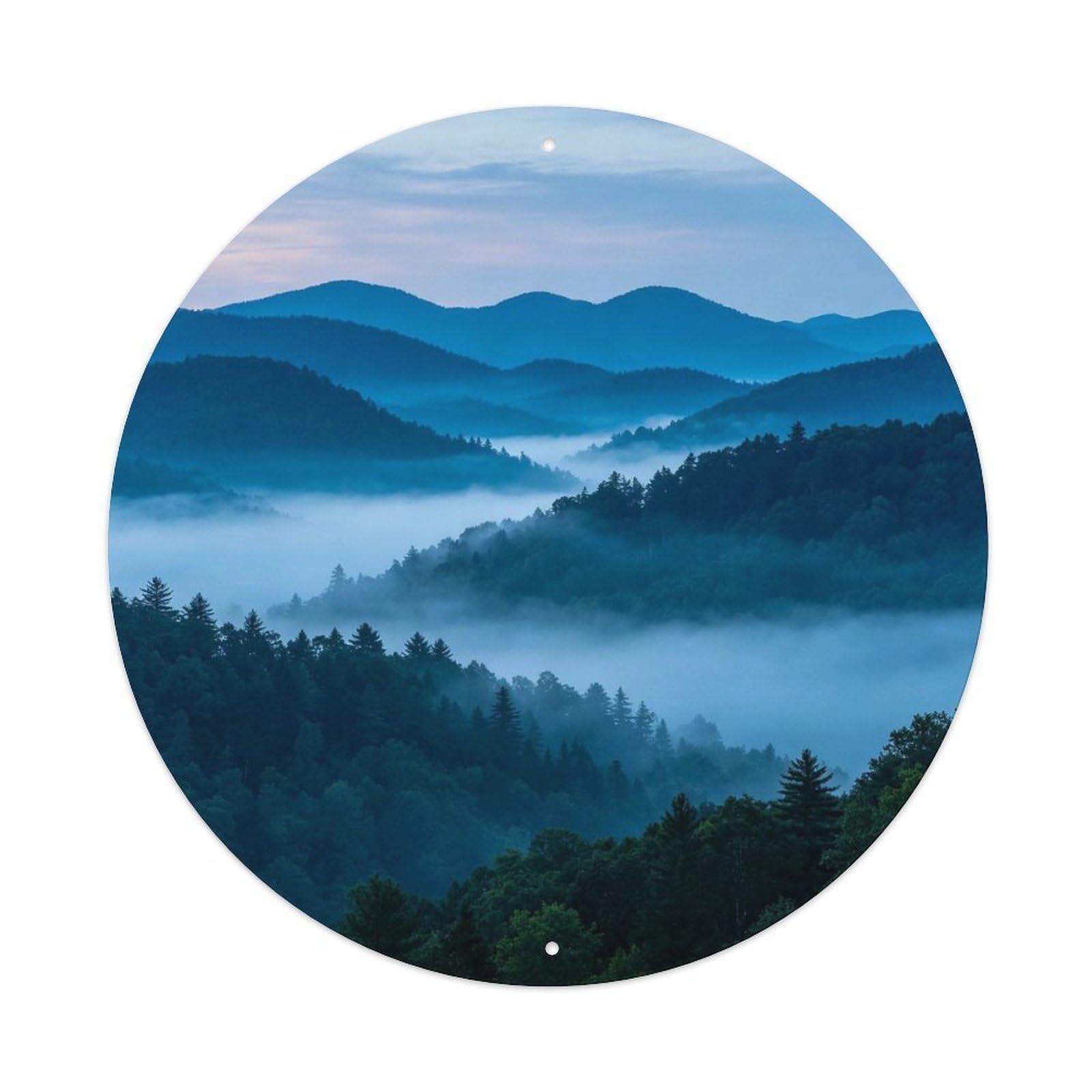 Great Smoky Mountains Foggy Morning Metal Tin Sign Plaque