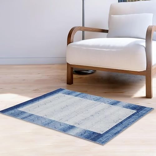 GAOMON Bordered - Alfombras modernas, antideslizante, de perfil bajo, lavable, tapete pequeño para interiores, de terciopelo geométrico grueso,
