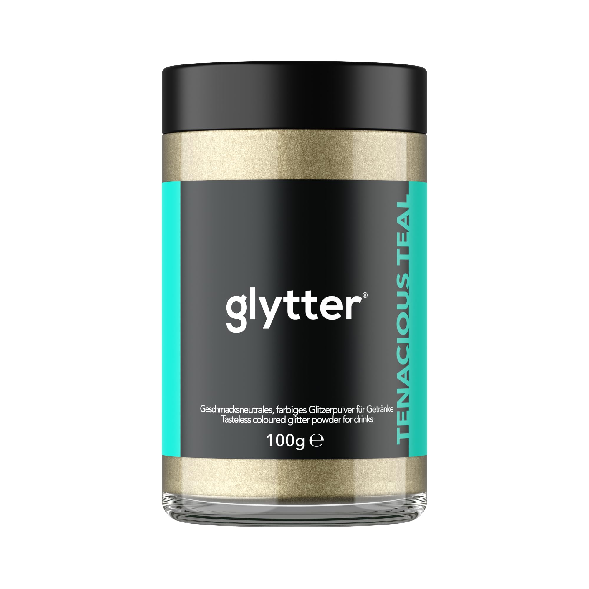 Glytter Glitzerpulver für Getränke (Türkis) - essbarer Glitzer für Drinks, Cocktails, 1000 Getränke MADE IN GERMANY