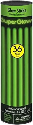Tubo verde brillante  8 pulgadas (paquete de 36)  Larga duración, no tóxico y ecológico  Perfecto para fiestas
