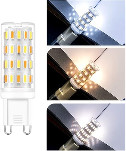 Miniatura 2 de Best to Buy Paquete de 6 bombillas LED G9, 3 colores para elegir 4.5 W, equivalente a halógenos T4 G9 de 45 vatios, blanco cálido suave de 2700 K,