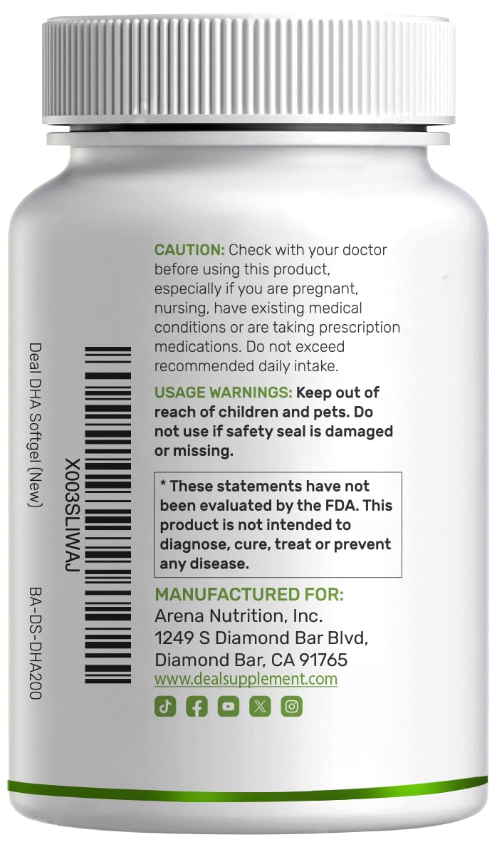 DHA Supplements | 240 Softgels, Burpless, Lemon Flavor, DHA 1000mg + EPA 500mg, Wild Caught Fish, Rich in Omega-3s, Mercury Free, Non-GMO, Support Brain Heart & Joint Health — Amazon image 8