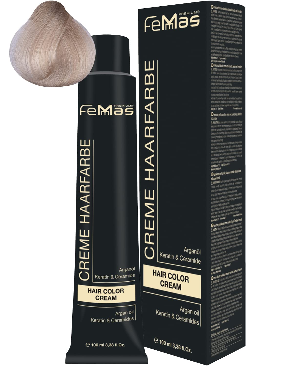 Femmas Hair Colour Cream 100 ml Hair Colour with Argan Oil, Keratin & Ceramide (Extra Platinum Blonde Intensive 12.0)