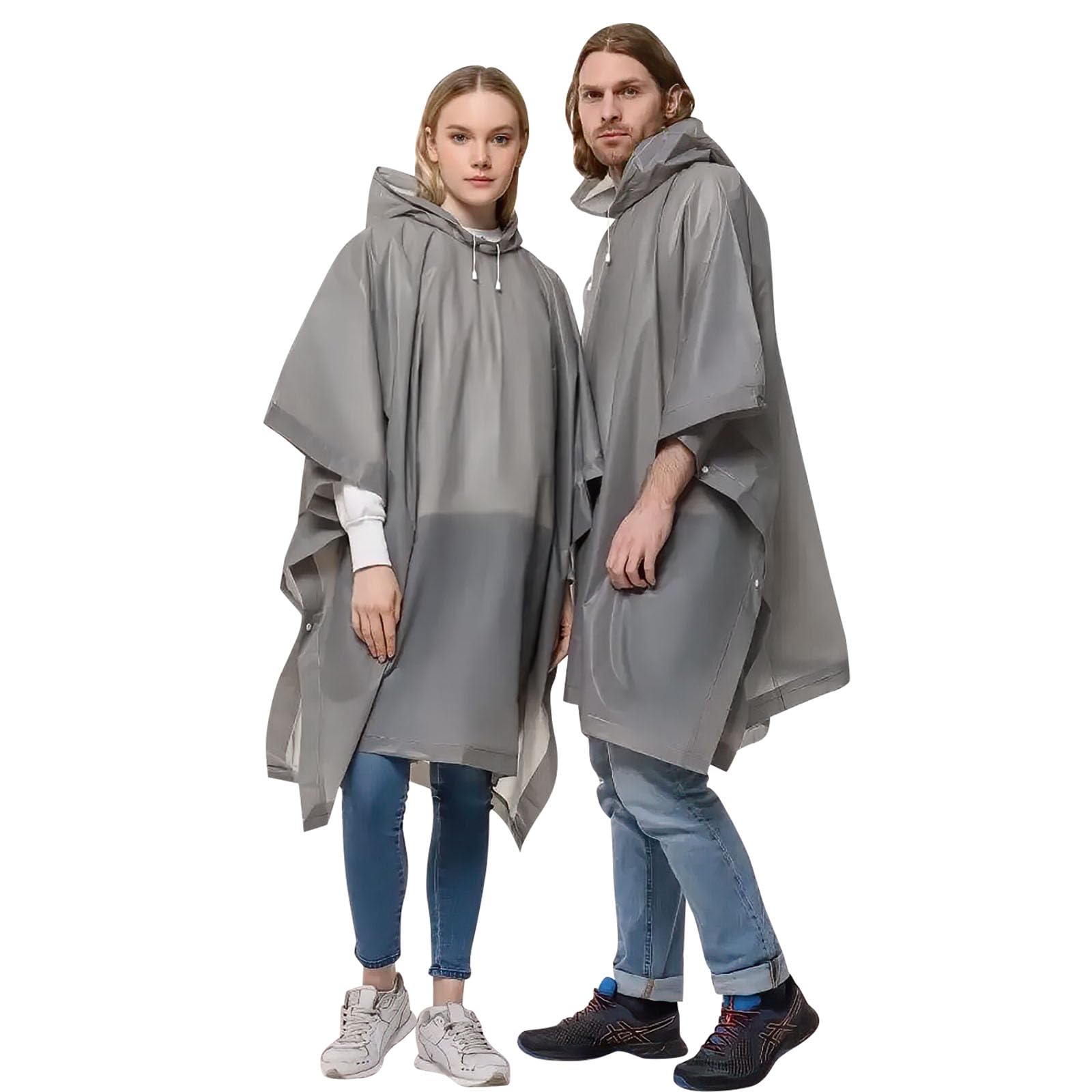 OSDUE Poncho Lluvia Impermeable, 2 Piezas Chubasqueros Impermeable Reutilizable Poncho con Capucha Chubasquero Mujer Hombre Adulto Portátil Poncho de Pluie para Senderismo Ciclismo Camping Gris o Azul
