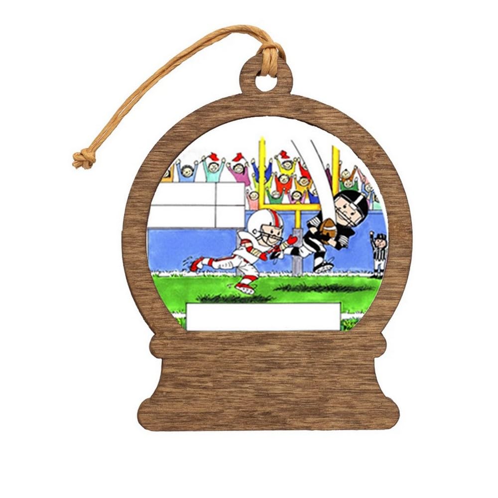 PrintedPerfection.com Personalized Football Player - Male Wooden Snow Globe Shaped Christmas Ornament