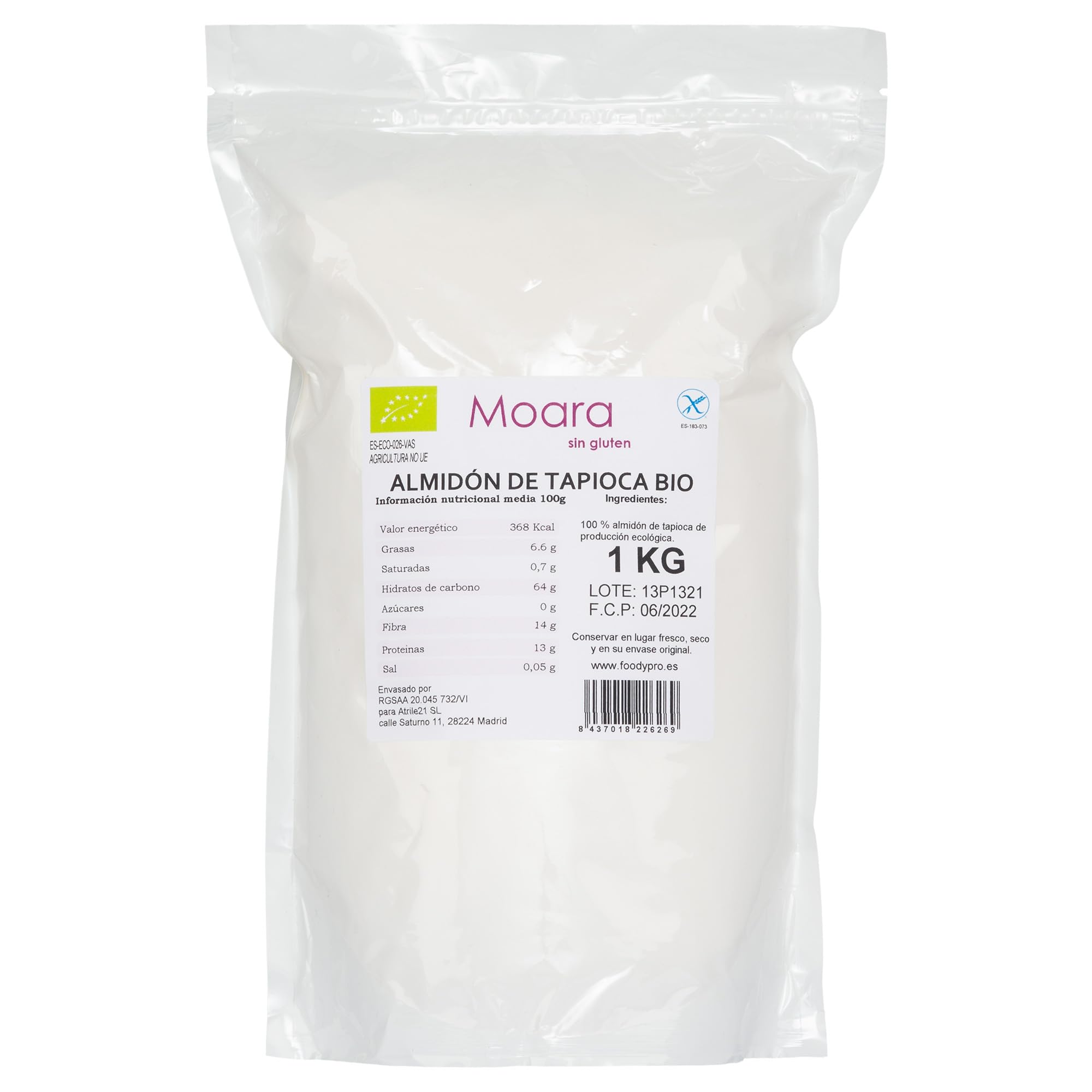 Almidón de yuca, tapioca, ecológica, BIO, sin gluten y vegana - Fécula de mandioca (1 kg)
