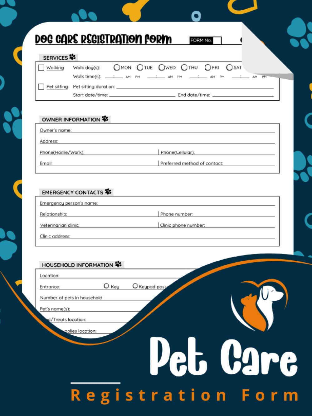 Buy Pet Care Registration Form Dog Care Intake & CheckIn Logbook For