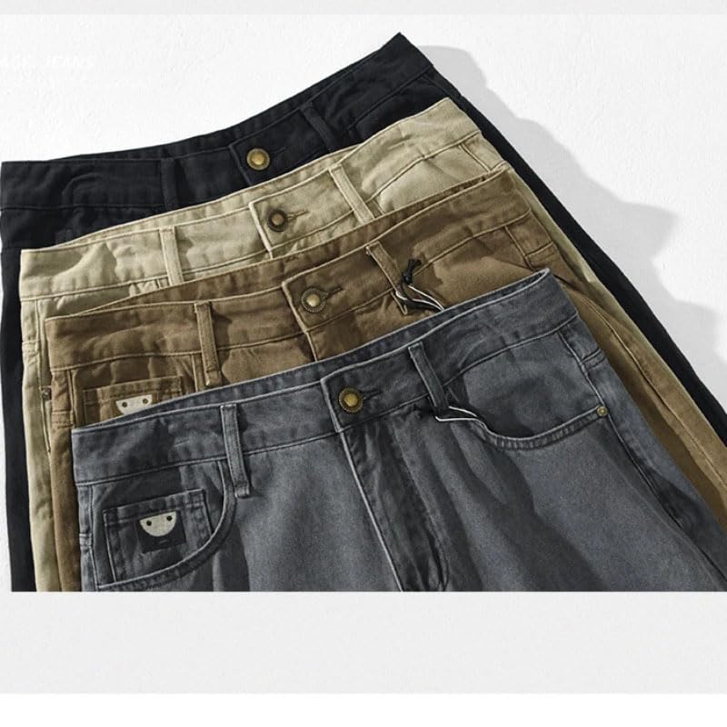 Spring Autumn Vintage Casual Cotton Mens Jeans Washed Soft Loose Straight Streetwear Cargo Pants4