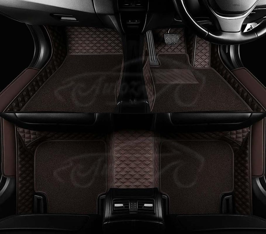 Image of Premium 7D Car Floor Mat Full Set for Mahindra Xuv 700 7 Seater | Luxury Leather with Detachable Curly /Grass Car Foot Mat with Heal Pad | 100% Waterproof & Anti-Skid (Coffee Coffee)