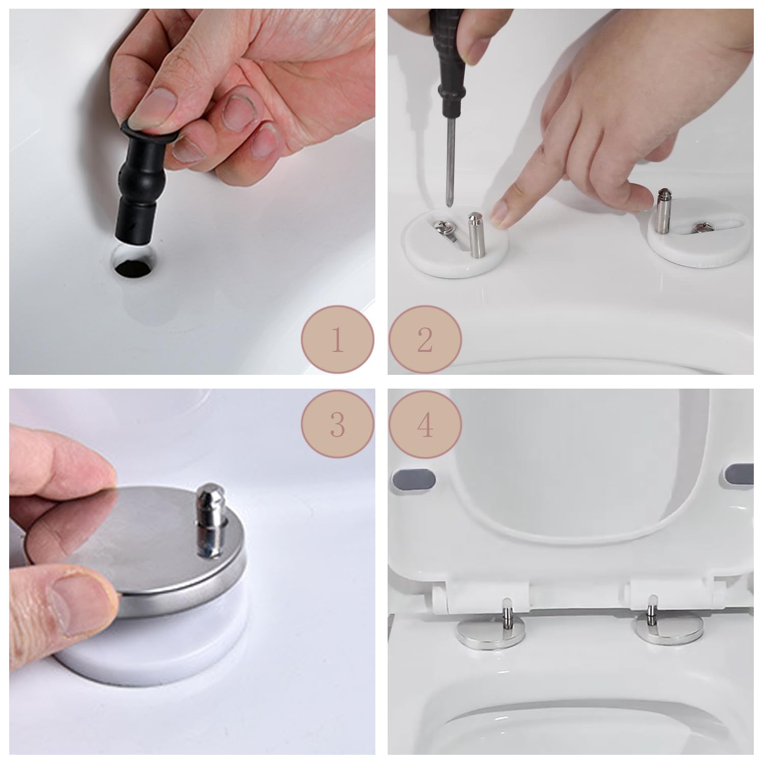 ZKSXOA 2 Pièces Abattant WC De Toilettes à Charnière Fixations, Charnières à Dégagement Rapide, Charniere Abattant WC Fixations, Avec Vis Caoutchouc Rechange