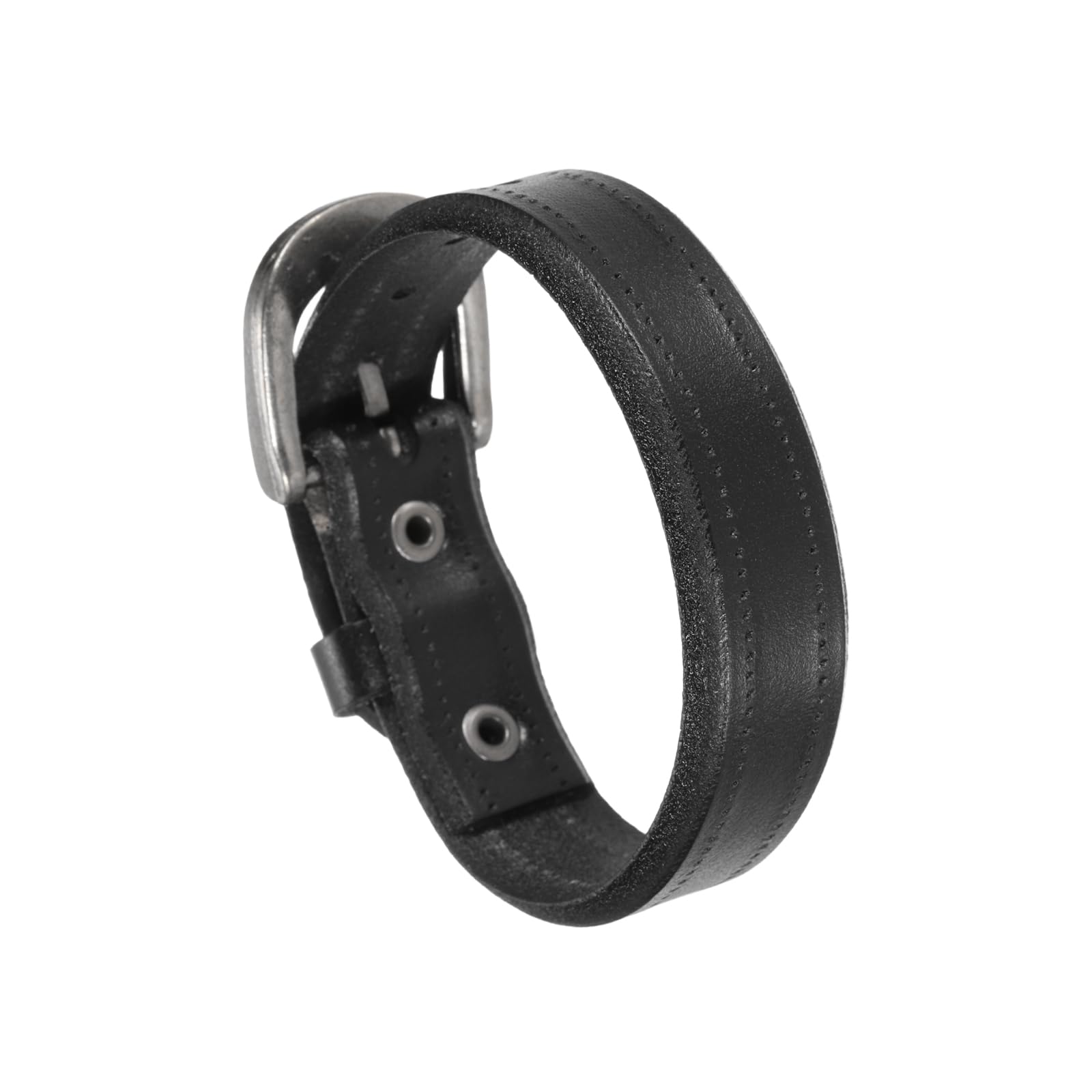 MECCANIXITY Plain Leather Bracelets Buckle Bangle Leather Snap Bracelets Adjustable Blank Wrist Cuffs DIY Craft Wristbands for Men Women Jewelry Making, Black