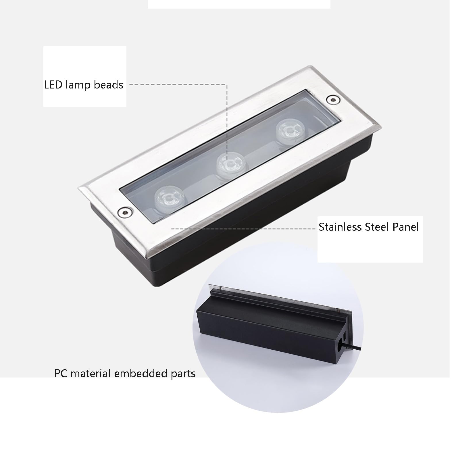 Wbudowane światła LED, zewnętrzne światła podłogowe, IP66, wodoodporne, podziemne światła podziemne, AC85-265V do podjazdów, podjazdów, mostów, schodów, ogrodzeń, oświetlenia krajobrazu firmy GIA