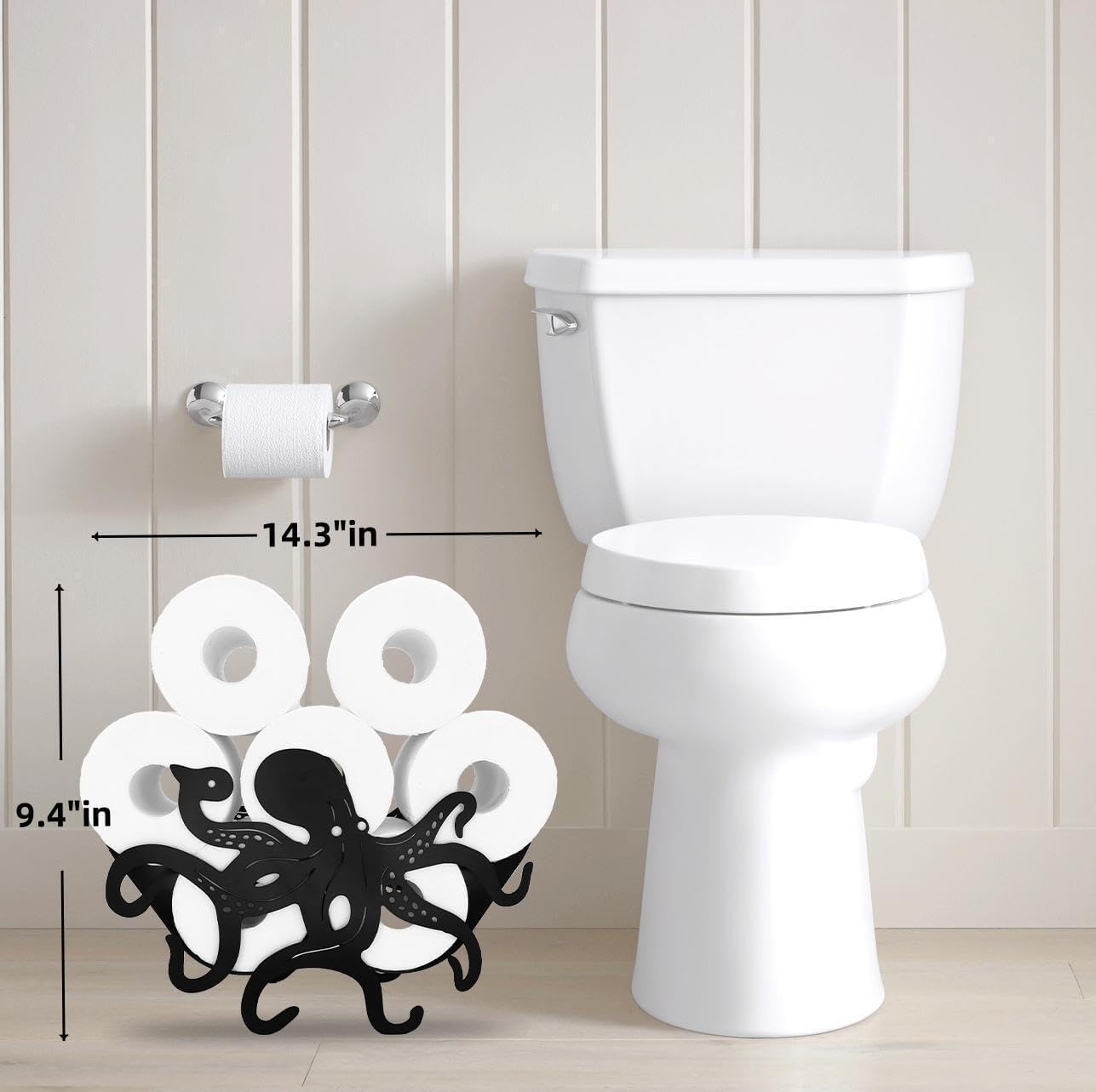 Teaeeno Funny Octopus Toilet Holder Paper Storage,Animals Storage Paper Holders for Bathroom,Freestanding Metal Animal Toilet Paper Storage Home Decor,Metal Toilet Paper Organizer Hold Extra 8 Rolls