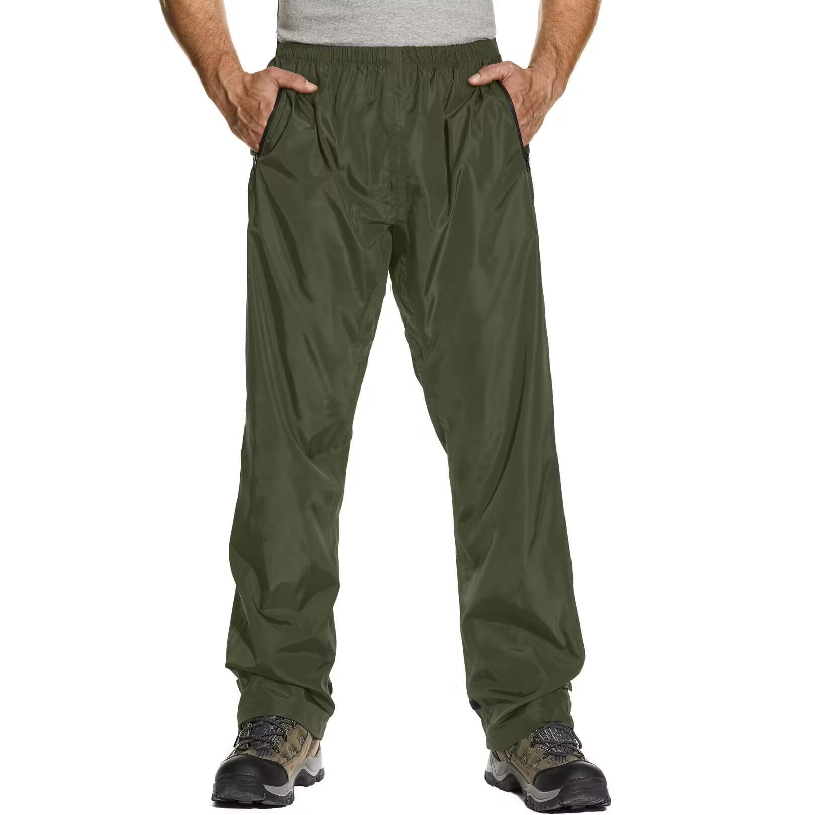 Pantaloni da pioggia da uomo, leggeri e impermeabili, antivento, per escursioni, campeggio, trekking, moto