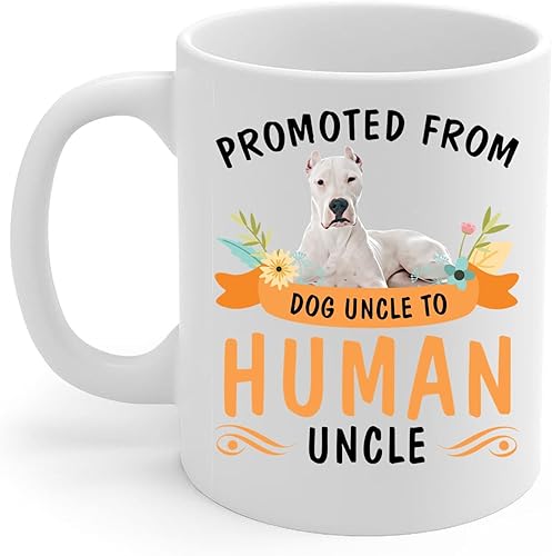 Promoted from Lying Dogo Argentino Dog Uncle to Human Uncle Coffee Mug White Ceramic Cup 11oz Promoted from Lying Dogo Argentino Dog Uncle to Human Uncle Coffee Mug White Ceramic Cup 11oz