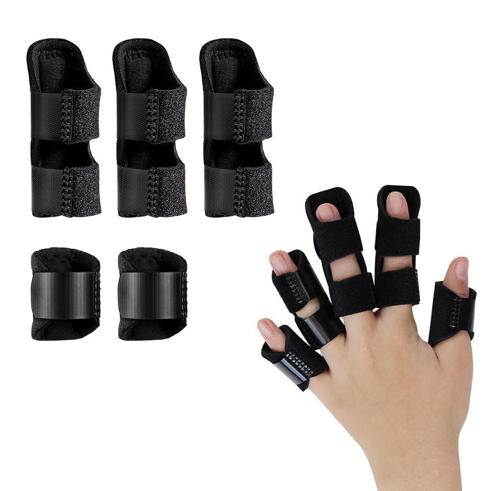 JZS Trigger Finger Splints, 5 Pack Breathable Adjustable Finger Brace for Trigger Finger, Finger Knuckle Immobilization Broken Protector and Straightening Arthritis Relief,Pain Relief