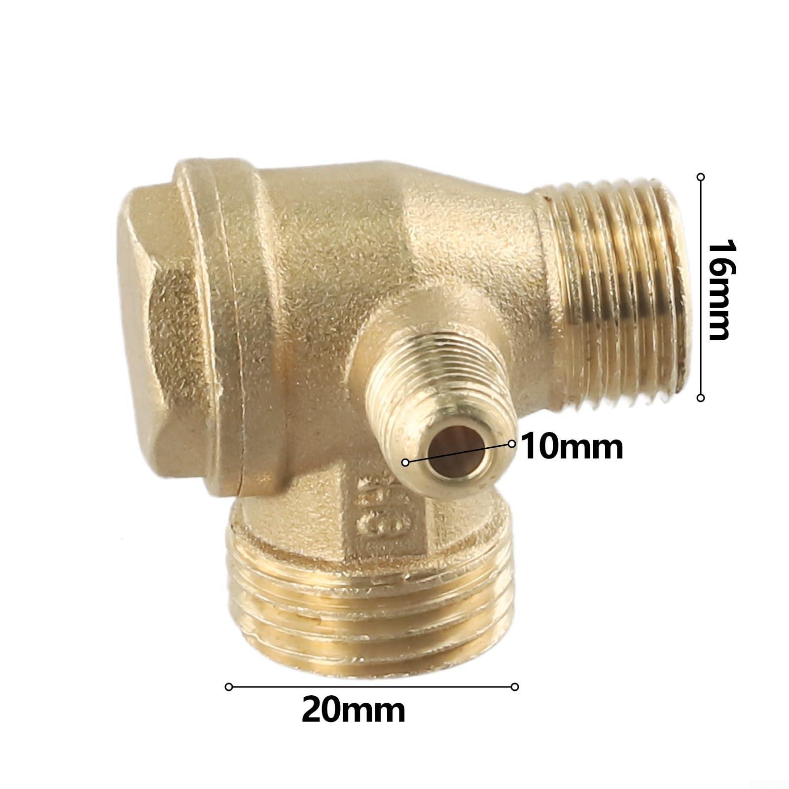 Valvola di ritegno in ottone per compressore d'aria a 3 porte, valvola di ricambio maschio filettata per valvola di sicurezza per utensili pneumatici per pezzi di ricambio, montaggio resistente
