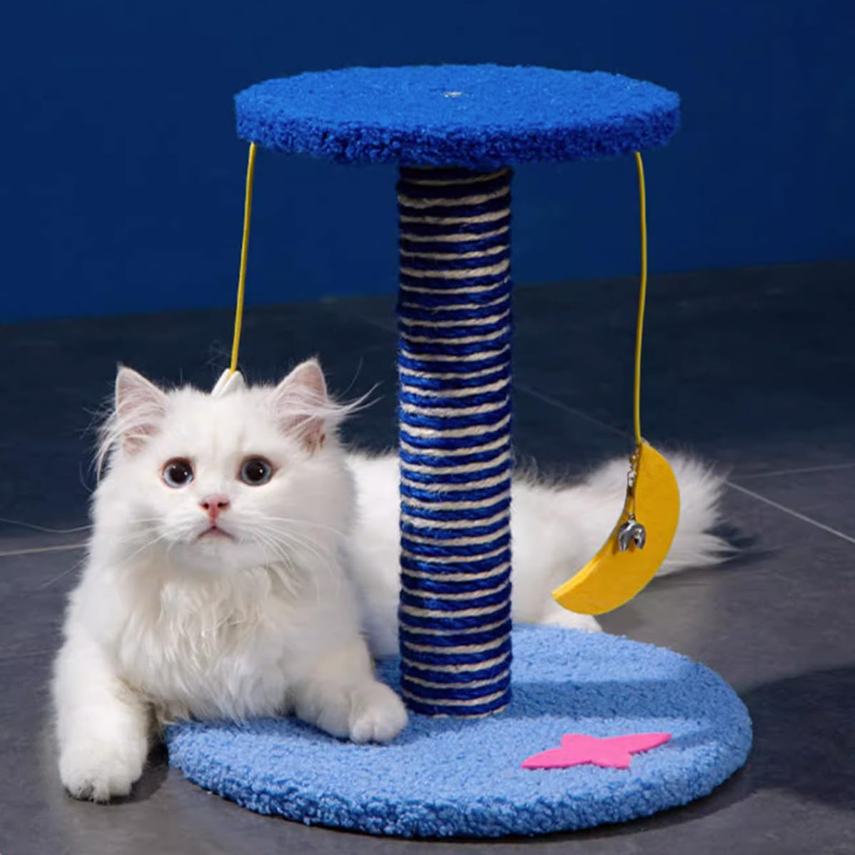 12 Inch Cat Tree Tower | Starry Sky Theme | Small Space-Saving Cat Furniture with Scratching Post & Star Moon Pendants | Cat Condo for Indoor Small Cats Under 4kg