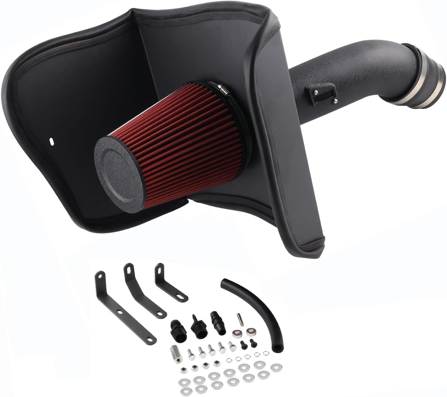 High Flow Cold Air Intake Kit (Red Tube + Heat Shield) Compatible with 2012-2021 5.7L Toyota Tundra V8 10546PF Performance Air Intake System DR156