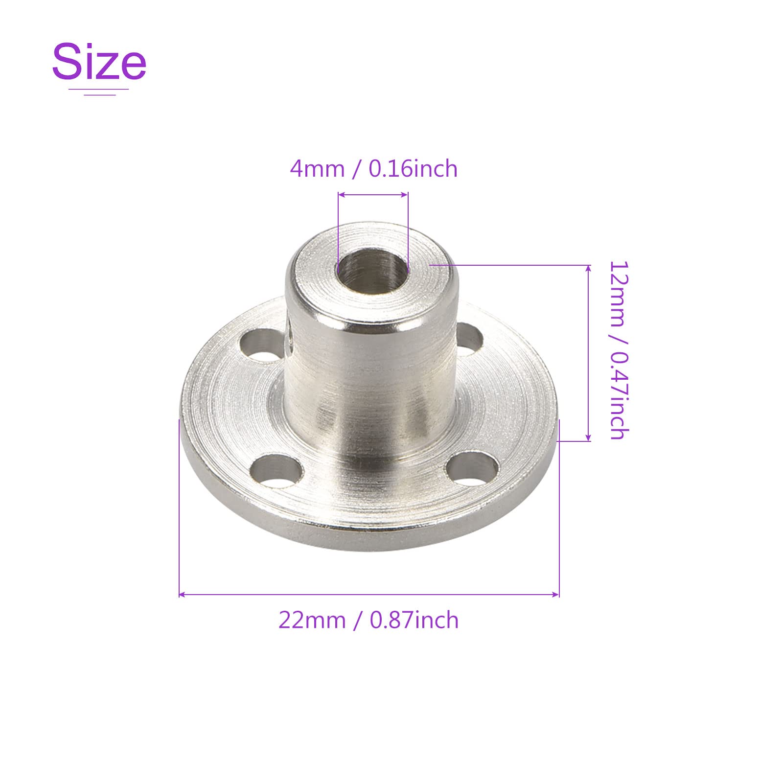 DMiotech 2 Pack 4mm Inner Dia H12xD10 Flange Coupling Connector Rigid Guide Shaft Support Coupler Shaft Coupling with Screws for DIY RC Model Motors Silver - Image 3