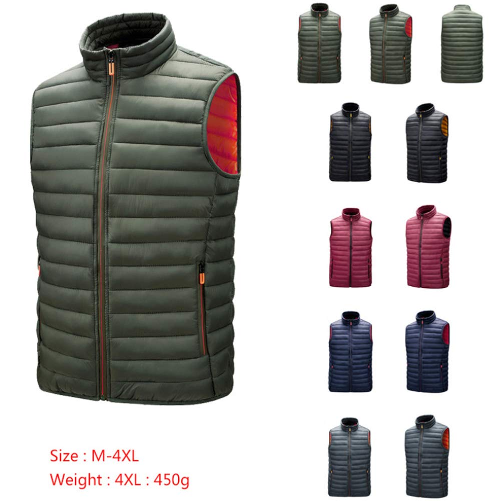 Chaleco Chaleco acolchado para hombre invierno al aire libre Chaleco Chaleco casual acolchado para el cuerpo, sin mangas, Chaquetas de viaje gris-XXXXL